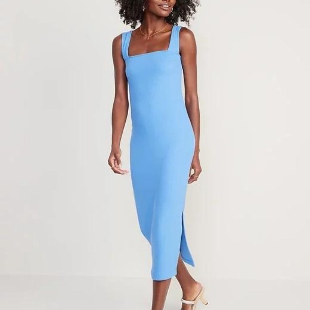 Old Navy Fitted Sleeveless Rib-Knit Midi Dress for Women New